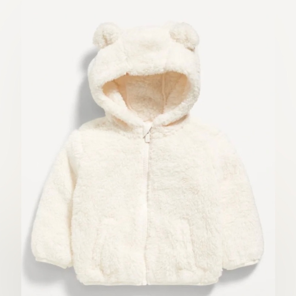 0-3 Months - White Old Navy Teddy Sweater 🐻🤍